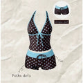 Retro Polka Dot Bikini Set Halter Neck Tie Tankini | SAMAG