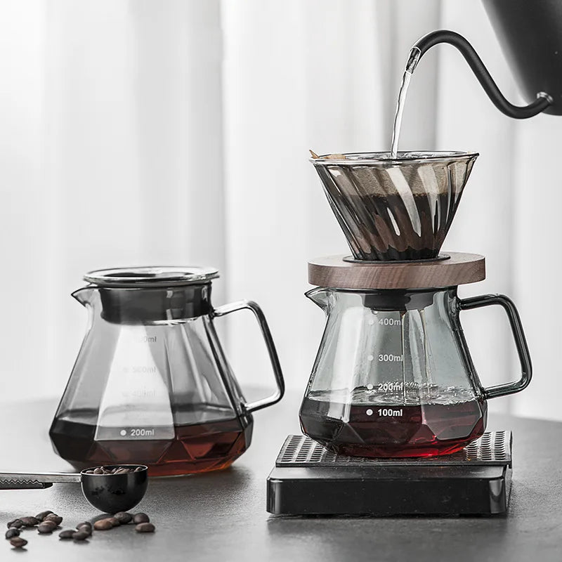 Glass Drip Coffee Maker,Diamond Design Glass Dripper and Filter Holder Manual Coffee Brewer for Home and Office