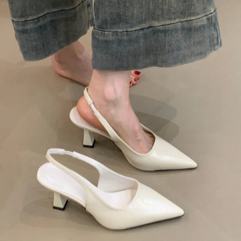 2026 Summer New Women's Fashionable Pointed-Toe Mules Designer Brand Womens Slippers Outdoor Sexy Party Stiletto Sandals Size 42