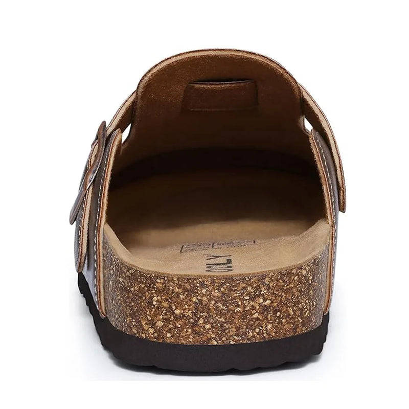 Comwarm Vegan Leather Clogs Womens Men's Cork Footbed Mules Slip on Potato Shoes with Arch Support Classic Cork Slippers shoes