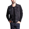 Men Vests Denim Sleeveless Turn Down Collar Spliced Solid Vest Single Breasted Pockets Casual Coats Hole Male Summer 2025