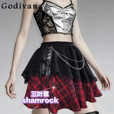 Summer Large Size New Irregular Punk Style Sexy Plaid | SAMAG