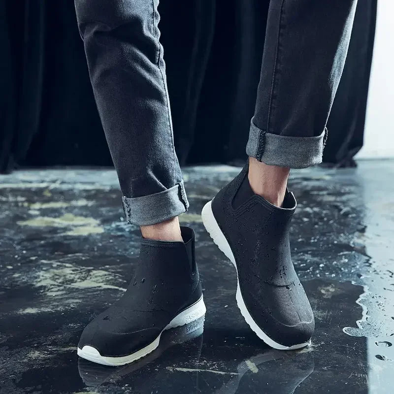 New Fashion Men's Rain Boots Rubber Boots Platform Ankle Boots 2025 Summer Slip on Couples Booties Men Work Shoes Botines Mujer