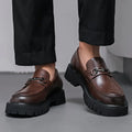 British Style Metal Buckle Loafers Men Thick-soled Wedding Shoes New Formal Business Comfort Shoes Slip-on Leather Casual Shoes