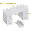 48 Inch  Computer Desk with 8 Fabric Drawers,   Modern Makeup Desk for Bedroom  with deal for Home Office,  Customized