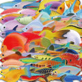 50PCS Fish Transparent Stickers Laptop Decal Living Room Scrapbook Skateboard Luggage Art Waterproof Phone Graffiti Sticker