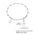 Charm Cubic Zirconia Cross Rosary Bracelet for Women, Stainless Steel Mary Adjustable Link, Religious - Visuel 8 | SAMAG