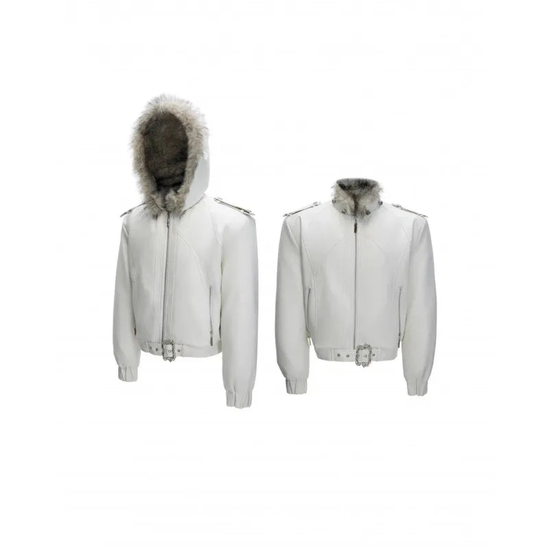 LUZHEN 2025 Winter New Original High Quality Faux Fur Liner Warm Parka Jacket Men's Fashion Handsome Leather Padded Coat JY5697