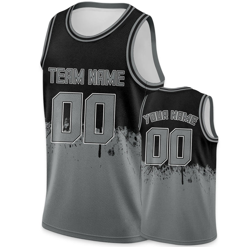 Black Gray Custom Basketball Jersey Tank Hop Personalized Print Team Name Number Logo Sports Shirts for Men Women Youth Kids