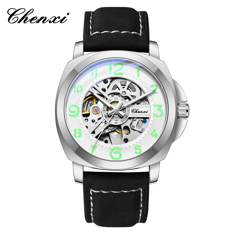 CHENXI Original Skeleton Mechanical Man Watches Luxury Men's Automatic Watch	Leather Strap Fashion Business Wristwatch Gift