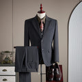 High-End Wool Suit Set for Men, Fashionable and Stylish Business Casual Three-Piece Suit, Tencel Suit, Groom's Wedding Dress