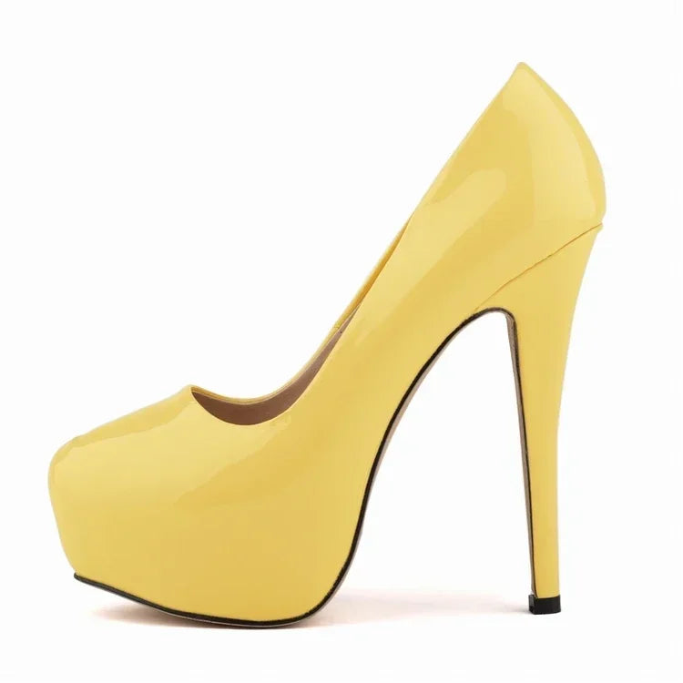 Women Sexy Pumps Stilettos 14cm Super High Heels Round Toes Platform Thin Heel NightClub Party Dress Red Wedding Shoes Big Size