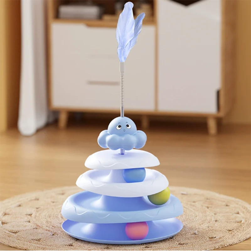 Pet Three-layer ball cat Turntable Octopus-shaped teasing cat stick to relieve boredom toys Fun Puzzle Game pet supplies