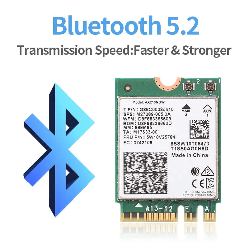 Wi - Fi 6E AX210NGW Wireless Card 5374Mbps BT5.3 Desktop Kit Antenna 802.11ax Tri - Band 2.4G/5Ghz/6G Than - Visuel 5 | SAMAG