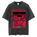 Washed Retro Japanese Anime Akira Print 100%Cotton Men Woment T-shirt Summer Autumn Daily Sports Party Casual Loose Short Sleeve