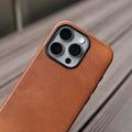 YMW Handmade Italian Genuine Leather Case for iPhone 17 16 15 Pro Max Magnetic Luxury Business Retro Cow Phone Cover