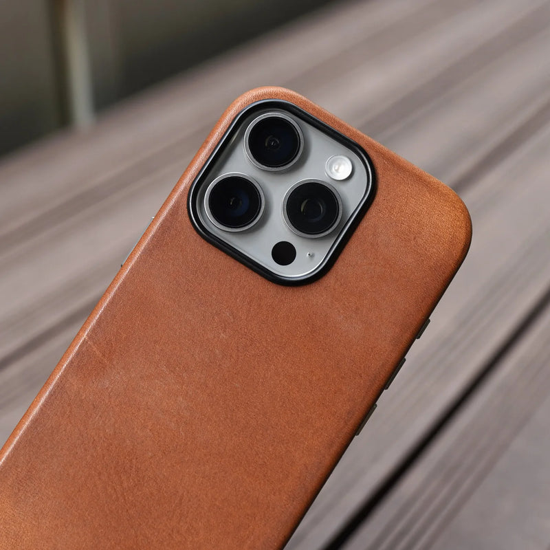 YMW Handmade Italian Genuine Leather Case for iPhone 17 16 15 Pro Max Magnetic Luxury Business Retro Cow Phone Cover