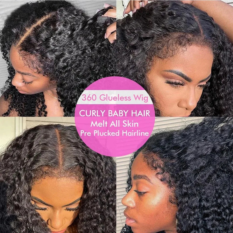 360 Full Lace Wig Invisible Drawstring Deep Wave Frontal Wig Curly Human Hair Wigs Brazilian 13X4 Hd Lace Wig 220 Density 36Inch