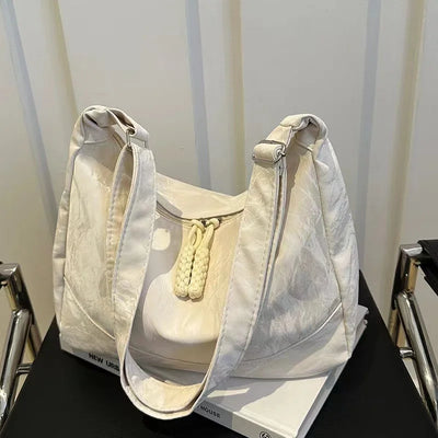 Trendy Women's Soft Cloth Shoulder Bag Solid Color | SAMAG
