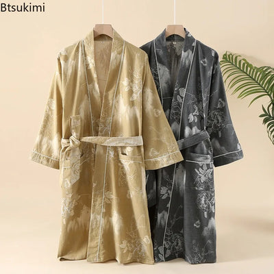 2026Couple's Printed Cotton Loose Fitting Bathrobe | SAMAG
