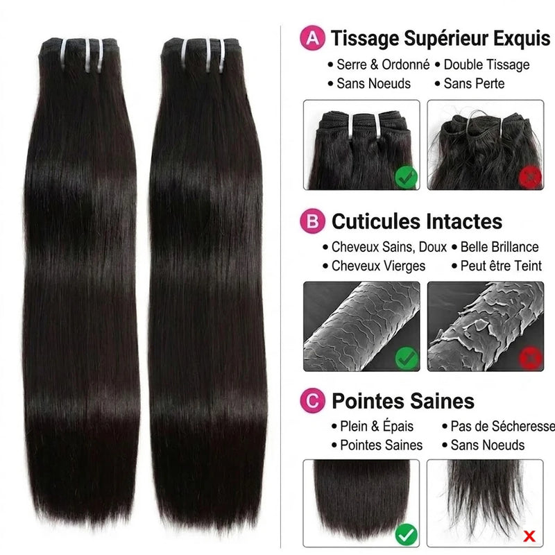 100% Raw Human Hair Weave Extensions 30 32 Inch Bone Straight Vietnamese Hair Bundles 16A Double Drawn Natural Black Color 3 4 Pcs Remy Hair Bundle For Women