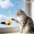 Self-play Cat Toy Swinging Cat Toy with Elastic Rope Feathers Bell Hanging Cat Teaser for Indoor Cats Self-play Hunting