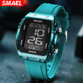 SMAEL Outdoor Sports Watches Fashion Leisure Men Watches 5ATM Waterproof Rectangle 8108 LCD Display Digital Student Wristwatches