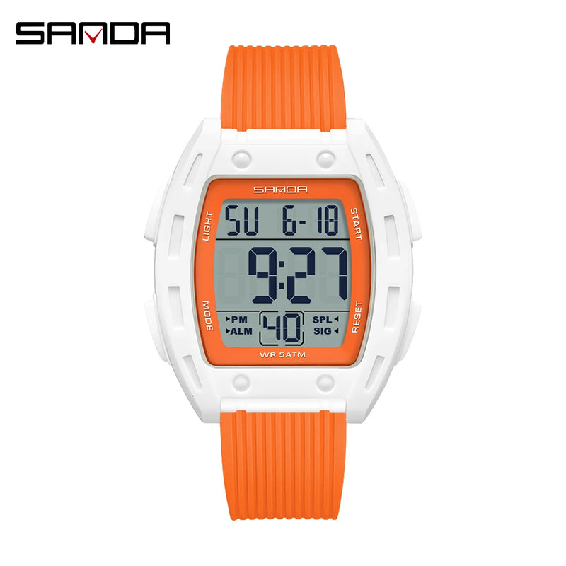 SANDA 6506 Men's Electronic Watches Stopwatch Alarm 5ATM Waterproof Sports Digital Watch for Men Luxury Shockproof Clock Reloj