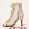 Profession Latin Dance Shoes Woman Suede Mesh Ventilation Ballroom Salsa Boots for Girls Soft Bottom Practice Jazz Latin Boots