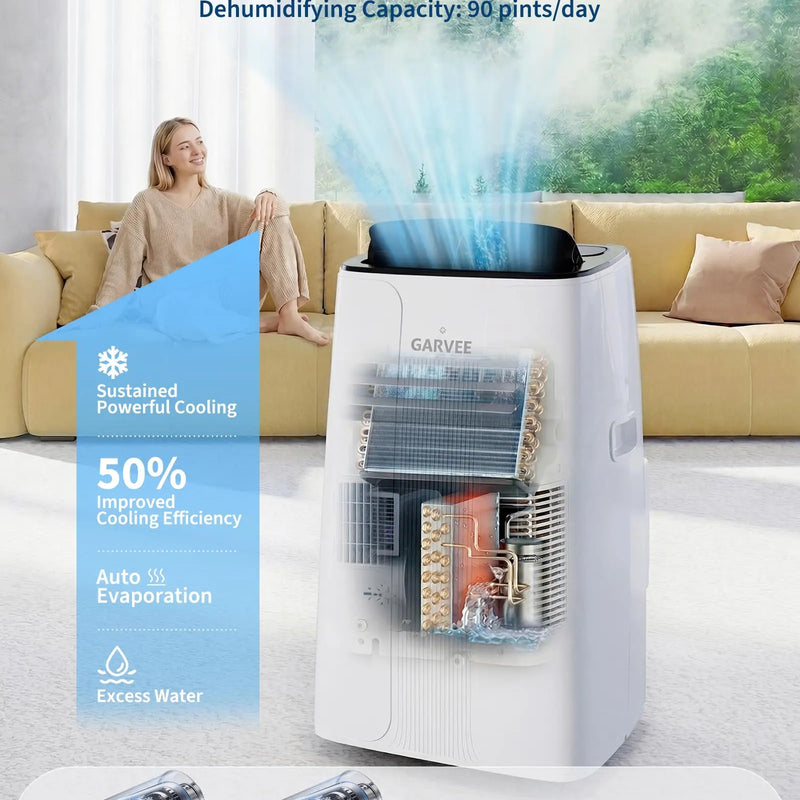 14000 BTU Portable Air Conditioner 4-in-1 Cool Dry Swing Fan Portable AC Unit with Remote LCD Display Child Lock Quiet Operation Fast Cooling Air Purification Dehumidifier Combo for Home Room Up to 800 Sq Ft