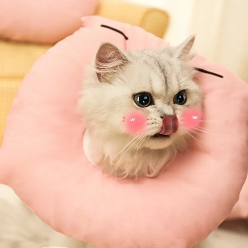 Adjustable Cat Elizabethan Collar Cartoon Comfortable Pet Protective Cone Collar Soft Lightweight Anti-licking Collar