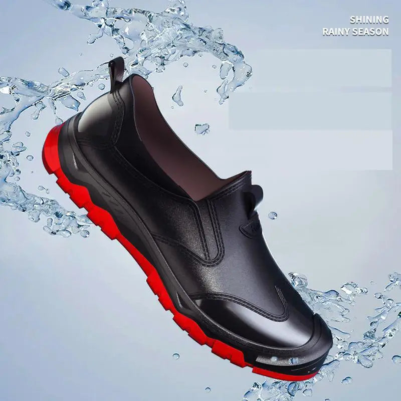 39-44 Men Rain Boots Waterproof Shoes Ankle Rainboots Soft-soled Anti Slip Zapatos Male Slip-on High Top Water Work Footwear y16
