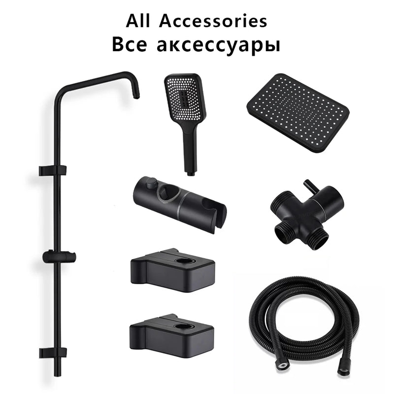 Split Shower Column Set Bathroom Faucet Single Cold Mixer Water Tap System Bathtub Taps Rainfall Shower Head Accessories Adapter