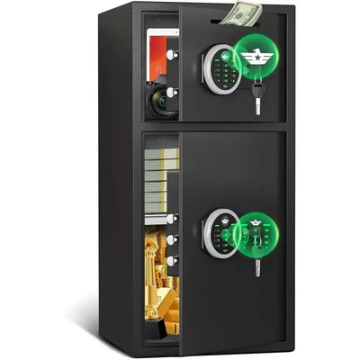 Large Waterproof Home Safe with 6.0 Cubic Foot Capacity, Drop Slot, Metal Storage Box, Fingerprint Security, Dual | SAMAG