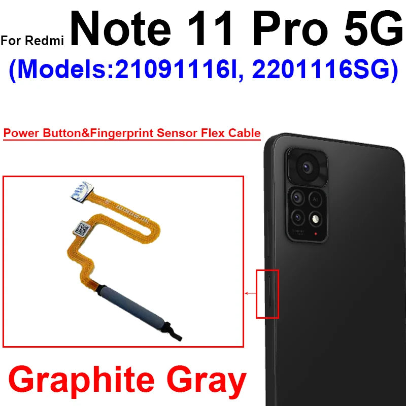 Fingerprint Sensor Flex Cable For Xiaomi Redmi Note 11 11 Pro 11Pro Plus 4G 5G Fingerprint Sensor Power Button Flex Ribbon Parts