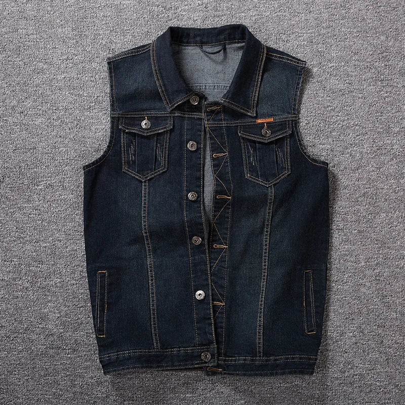 Large size men's denim vest plus size stretch sleeveless top loose waistcoat motorcycle waistcoat jacket 6XL 7XL 8XL men vests