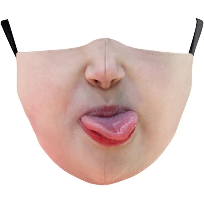 Smile Print Mask With Pocket Unisex Funny 3d Masks For Women Adult Face Scarf Adult Protec Mouthmask Outdoor Party Cosplay Mask