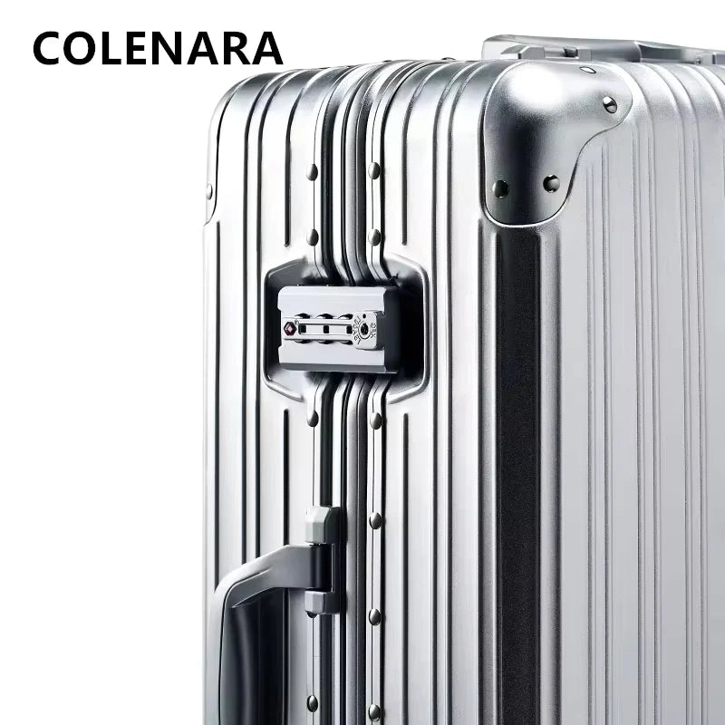 COLENARA Suitcase Full Aluminum Magnesium Alloy Boarding Box Large Capacity Trolley Case 20"24"26"29 Inch Travel Bag Luggage
