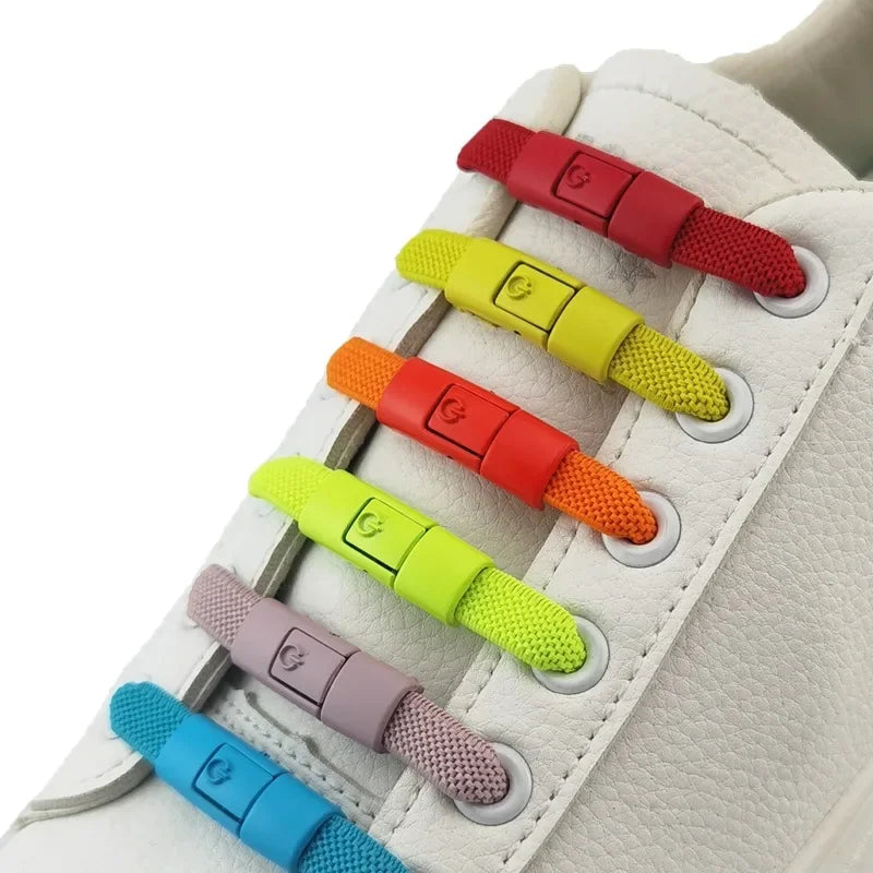 Elastic Laces Sports Colorful Press Lock Shoelaces Without Ties Flats No Tie Shoe Laces Kid Adult Shoelace Shoes Accessories New