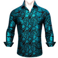 Luxury Silk Shirts for Men Long Sleeve Gold Black Floral | SAMAG