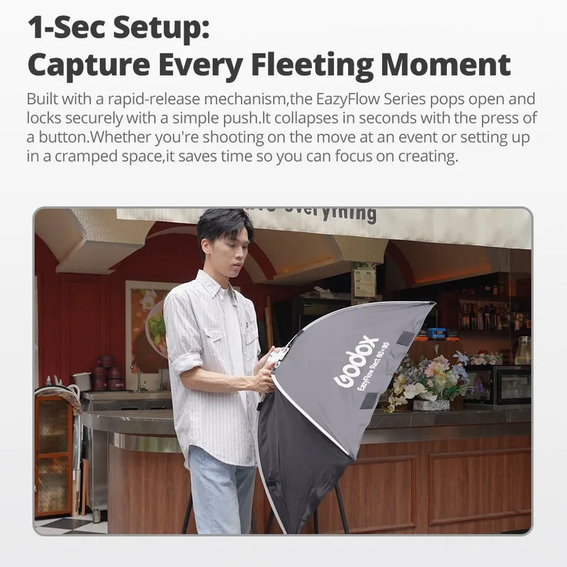 Godox EazyFlow Octa Foldable Softbox 60/90/120/150cm FoldableBowens Mount Quick Setup with Grid for Portrait Studio Photography