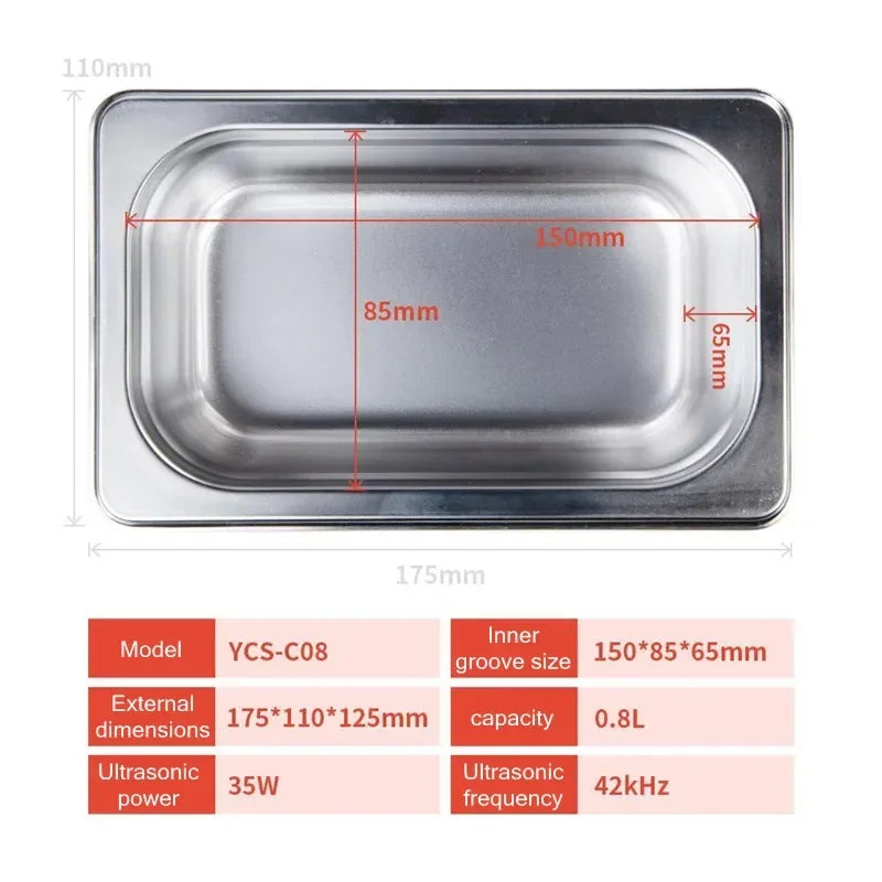 YCS - C08 0.8L Ultrasonic Cleaning Machine for Mobile Phones PCB Circuit Motherboard Deep Washing Tool - View 2 | SAMAG