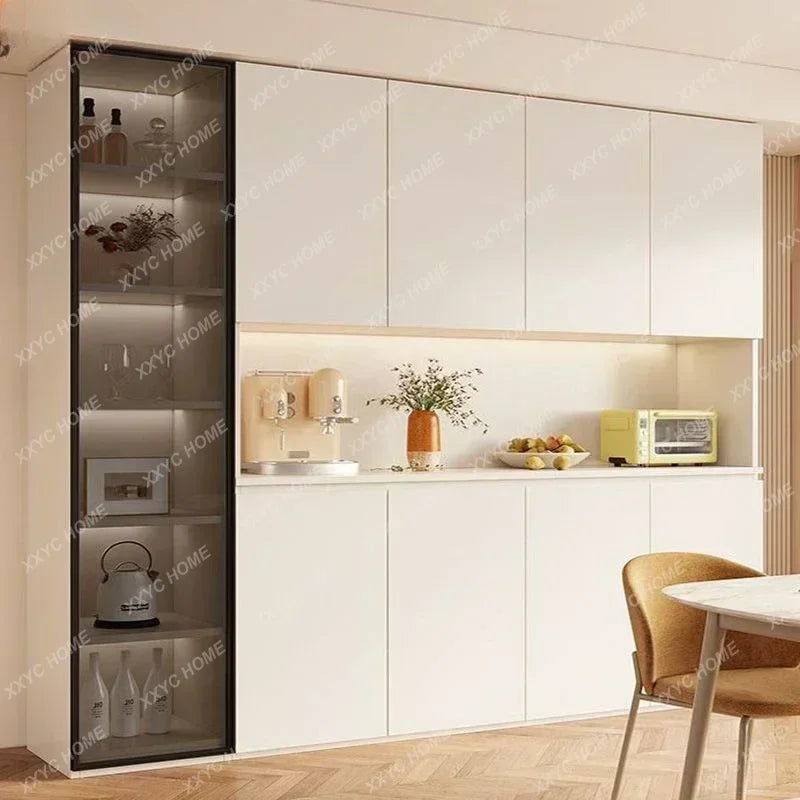 Y Sideboard Kitchen Hutch Cabinet Pantry Freestanding Buffet with Holder Power Outlet Glass Drawers Cupboard Microwave