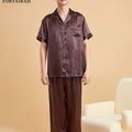 Fimtairah Real 19MMSilk 100% Mulberry Silk Pajamas Men's  Hangzhou Solid Color heavy Silk Home Wear Men's Short sleeve trousers