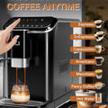 20 Bar Fully Automatic Espresso Machine With Grinder Milk Frother One-Touch 6 Recipes 1.5L Tank Self-Cleaning For Home Office