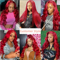 Hot Red Human Hiar Wigs 13x4 13x6 Lace Frontal Wig Body Wave Brazilian Colored Human Hair Wigs 30 36 Inch for Women  Pre plucked
