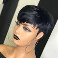 Short Pixie Wig Human Hair Layer Cut Short Human Hair Wigs Brown Red Ombre Highlight Duby Wigs Cheap Full Machine Wigs for Women