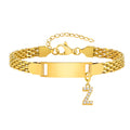 Vnox A-Z letters Baby Bracelets, Stainless Steel Strap Chain for Kids With Cute Letter Blank Bar, Children Jewelry Gift