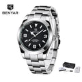 New BENYAR 41mm Men's Automatic Mechanical Watch Classic Blue Stainless Steel 50m Waterproof Luminous Male Business Wristwatch