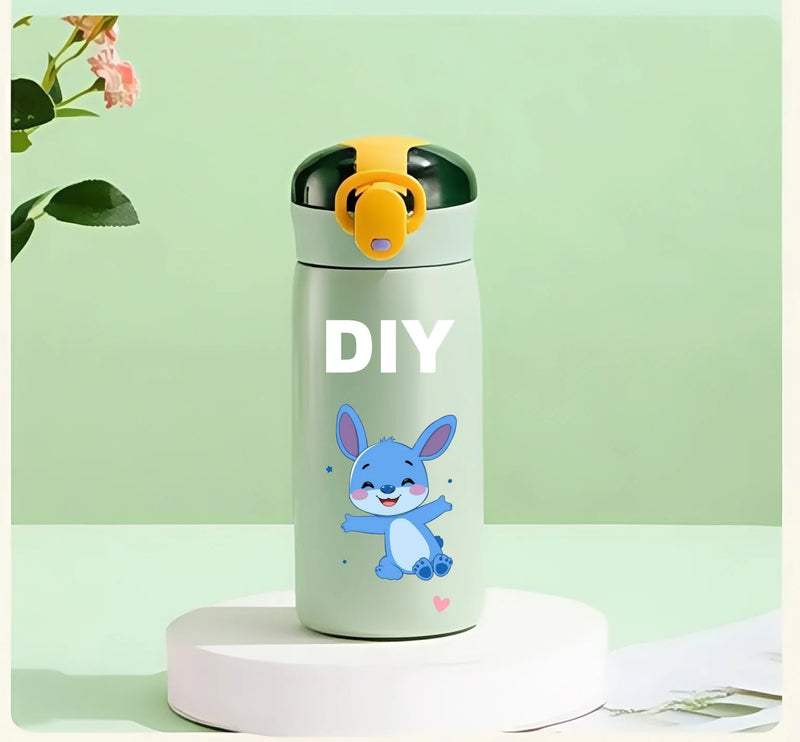 DIY 460ml Portable Kids Thermos Mug With Straw Stainless - Visuel 4 | SAMAG